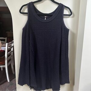 Free People Waffle Knit Cold Shoulder Sweater Top- Size Medium